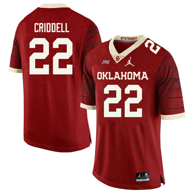 Jordan Brand Men #22 Jeremiah Criddell Oklahoma Sooners College Football Jerseys Sale-Retro - Click Image to Close